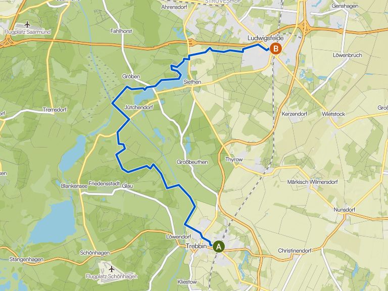 Nuthe / Glauer Berge / Gröbener See / Siethener See (RE-Trebbin - RE ...